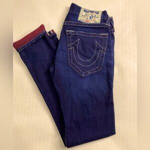 True Religion Rocco Skinny Jean Deep Blue/White/Red Size 29/34